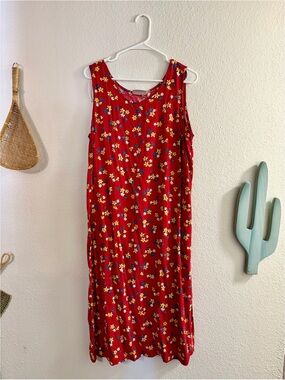 red floral dress